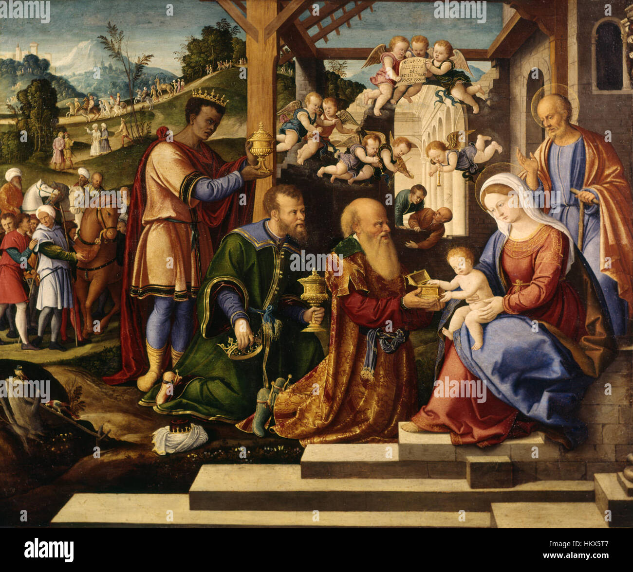 Girolamo da Santacroce - die Anbetung der Heiligen drei Könige - Walters 37261 (2) Stockfoto