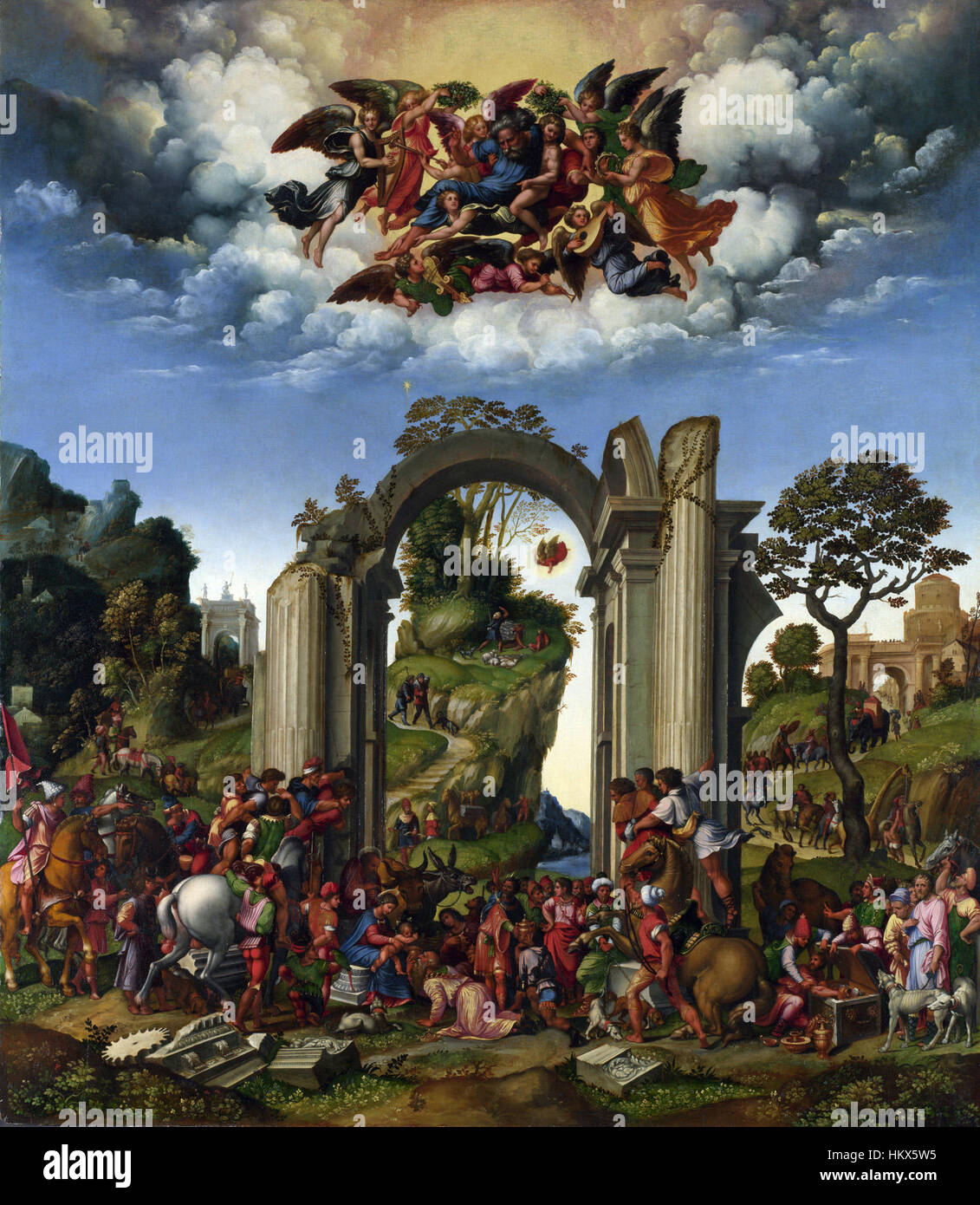 Girolamo da Treviso Anbetung der Könige Stockfoto
