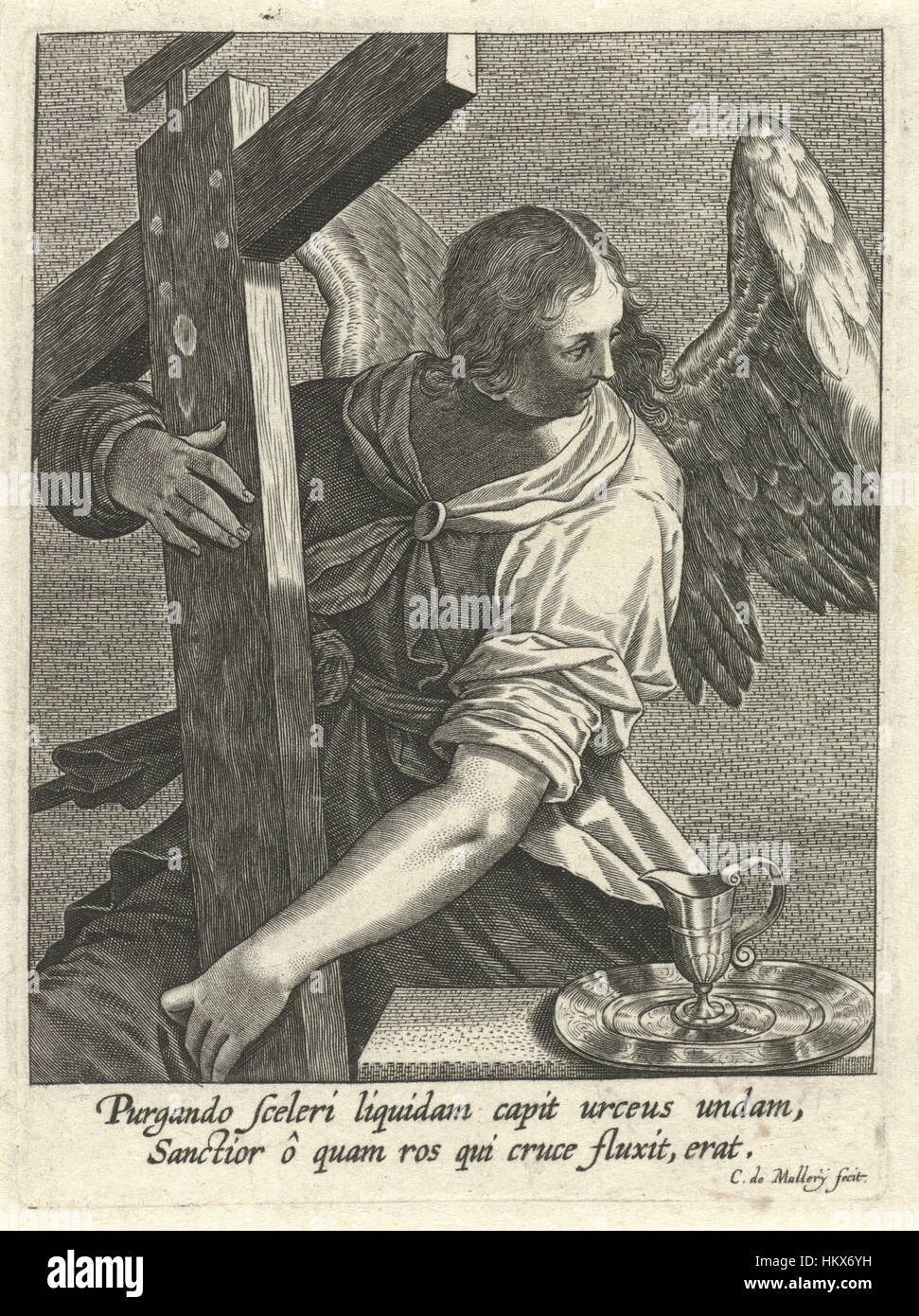 Karel van Mallery - Engel mit Kreuz und Wash Basin Stockfoto