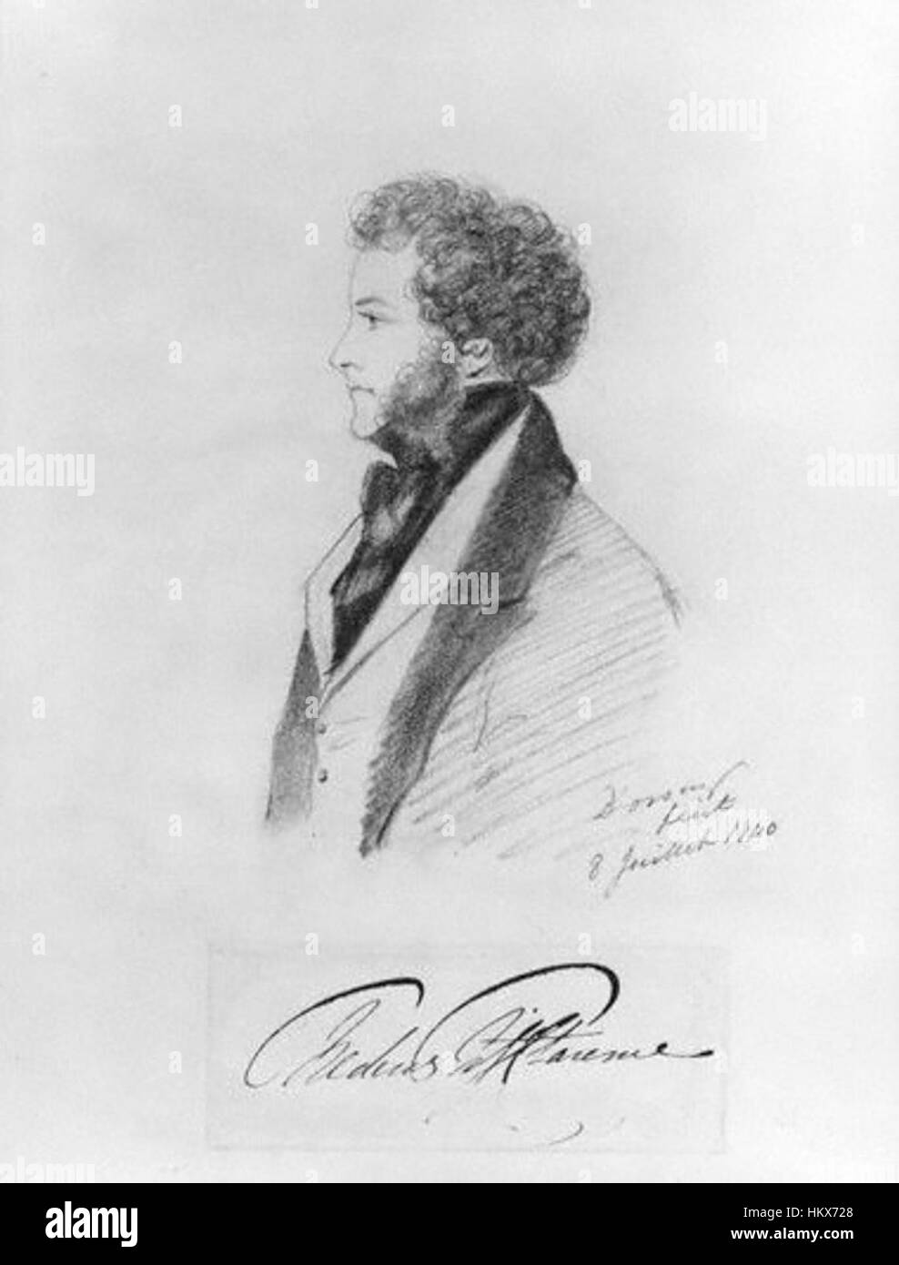 Das Porträt von Lord Frederick FitzClarence ist ein elegantes Ölgemälde, das sein Profil zeigt. Als prominente Persönlichkeit in der britischen Gesellschaft des 19. Jahrhunderts spiegelt das Gemälde den aristokratischen Stil und die Formalität der Zeit wider. Stockfoto