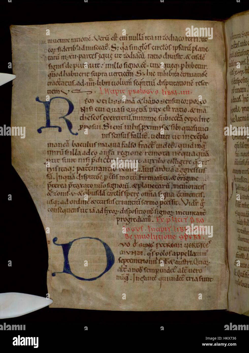 Das *Opusculum de ratione spere*-Manuskript, das in den Bodleian Libraries untergebracht ist, ist ein Schlüsselwerk der mittelalterlichen Philosophie und Wissenschaft, das Diskussionen über sphärische Geometrie und antike mathematische Prinzipien enthält. Stockfoto