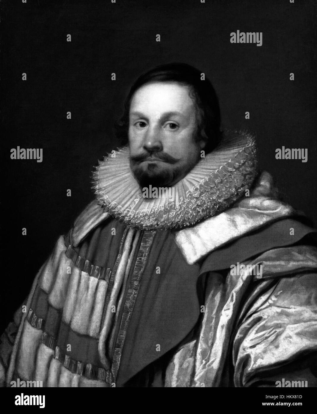 Dieses Porträt von Cornelius Johnson zeigt Thomas Coventry, 1. Baron Coventry, einen prominenten englischen Politiker im 17. Jahrhundert. Das Gemälde spiegelt den Status und die würdevolle Präsenz des Subjekts während dieser Zeit wider. Stockfoto