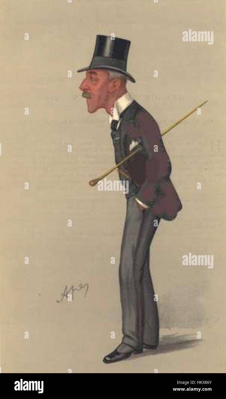 Dieses Stück von William Bartlett Dalby, das am 22. Dezember 1888 in der Vanity Fair veröffentlicht wurde, zeigt eine ikonische Illustration aus dem späten 19. Jahrhundert. Es spiegelt die historischen und künstlerischen Stile der Zeit wider und bietet einen Einblick in Humor und Satire aus der viktorianischen Ära. Stockfoto