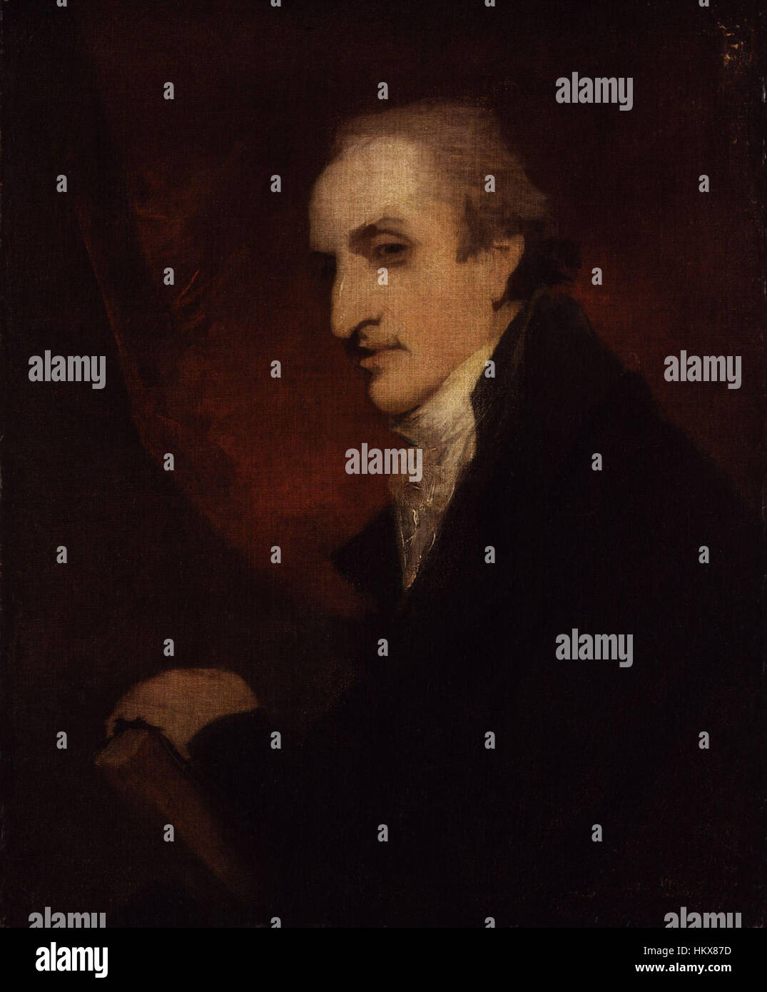 Dieses Porträt von William Douglas, dem 4. Duke of Queensberry, wurde von John Opie gemalt. Das Ölgemälde fängt den Herzog in einer aristokratischen Pose ein und spiegelt seinen Status und seine Rolle in der britischen Gesellschaft des 18. Jahrhunderts wider. Das Werk ist ein schönes Beispiel für Porträtaufnahmen aus dieser Zeit, das Opie's Fähigkeit zeigt, das Bild und den Charakter des Motivs einzufangen. Stockfoto