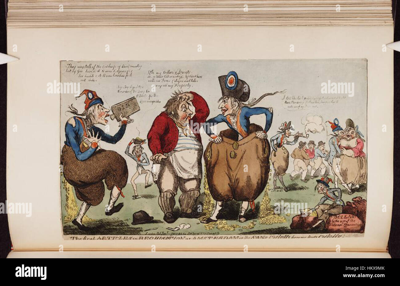 Dieses Bild ist eine Illustration der historischen Periode der Französischen Revolution und zeigt die Umwandlung der Sans-Culottes in aktive politische Akteure. Das Werk ist Teil der Sammlung der Bodleian Libraries, die den politischen Wandel der Ära hervorhebt. Stockfoto