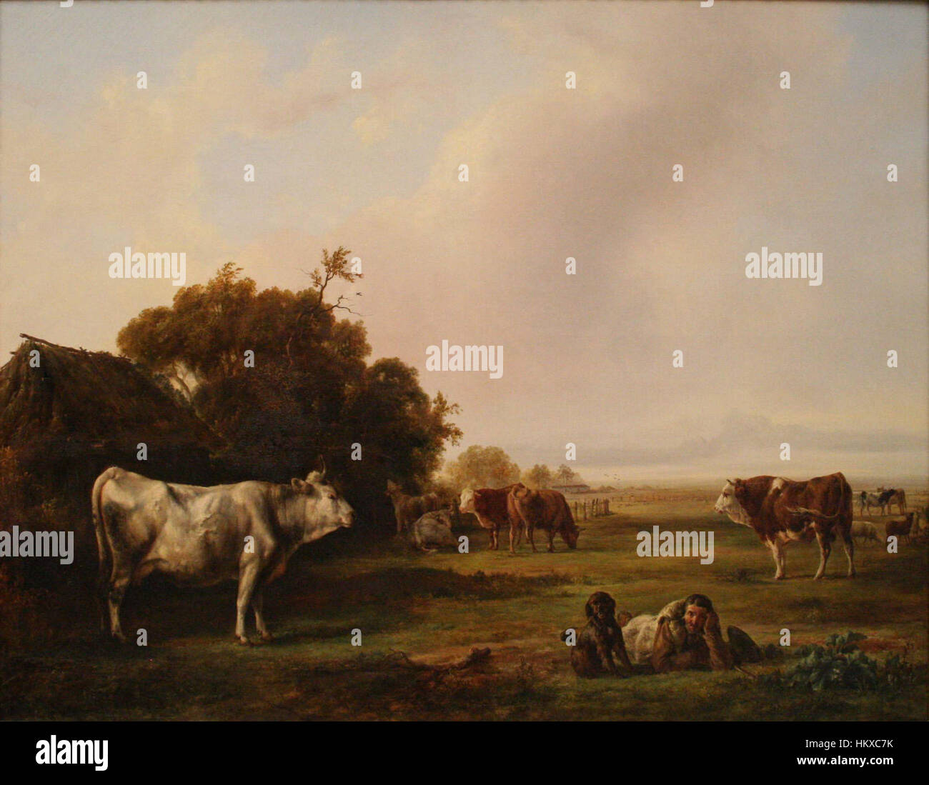 *Brascassat-paysage* ist ein Landschaftsgemälde des französischen Künstlers *Jean-Baptiste Brascassat*, das das Wesen des ländlichen Lebens und der Natur einfängt. Sein Werk ist bekannt für seine lebendigen Farben und die Darstellung der französischen Landschaft. Stockfoto