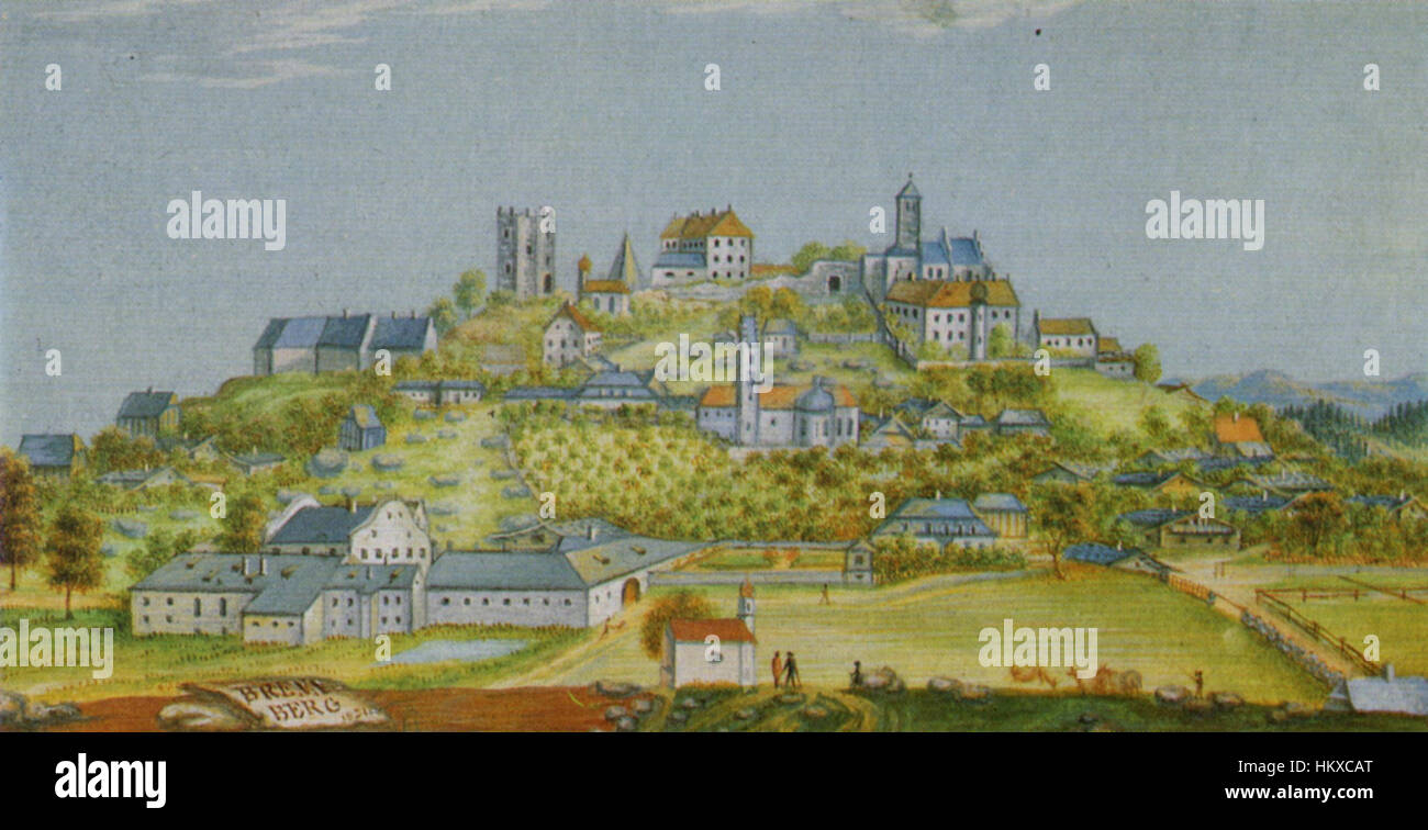 Brennberg 1821 ist ein historisches Gemälde, das das Leben des frühen 19. Jahrhunderts widerspiegelt. Das Stück kann ein bedeutendes Ereignis oder eine Szene darstellen, das den künstlerischen Stil und den sozialen Kontext der Zeit darstellt. Stockfoto