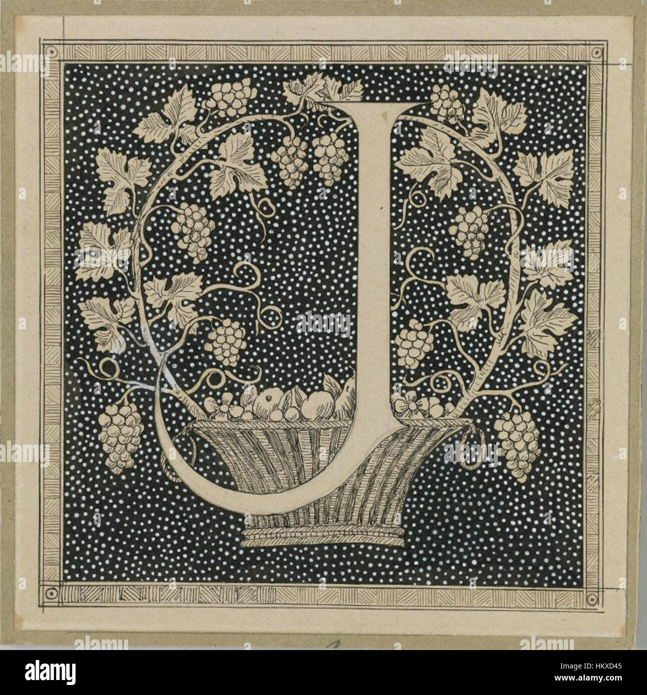 Ein Gemälde von James Tissot mit dem Titel „Capital Letter J“ im Brooklyn Museum. Tissots Arbeit in diesem Gemälde unterstreicht seine zarte Verwendung von Farben und seine komplizierte Darstellung des Motivs. Das Stück reflektiert den Stil des späten 19. Jahrhunderts und Tissots Fokus auf das soziale Leben und die Mode seiner Zeit. Stockfoto