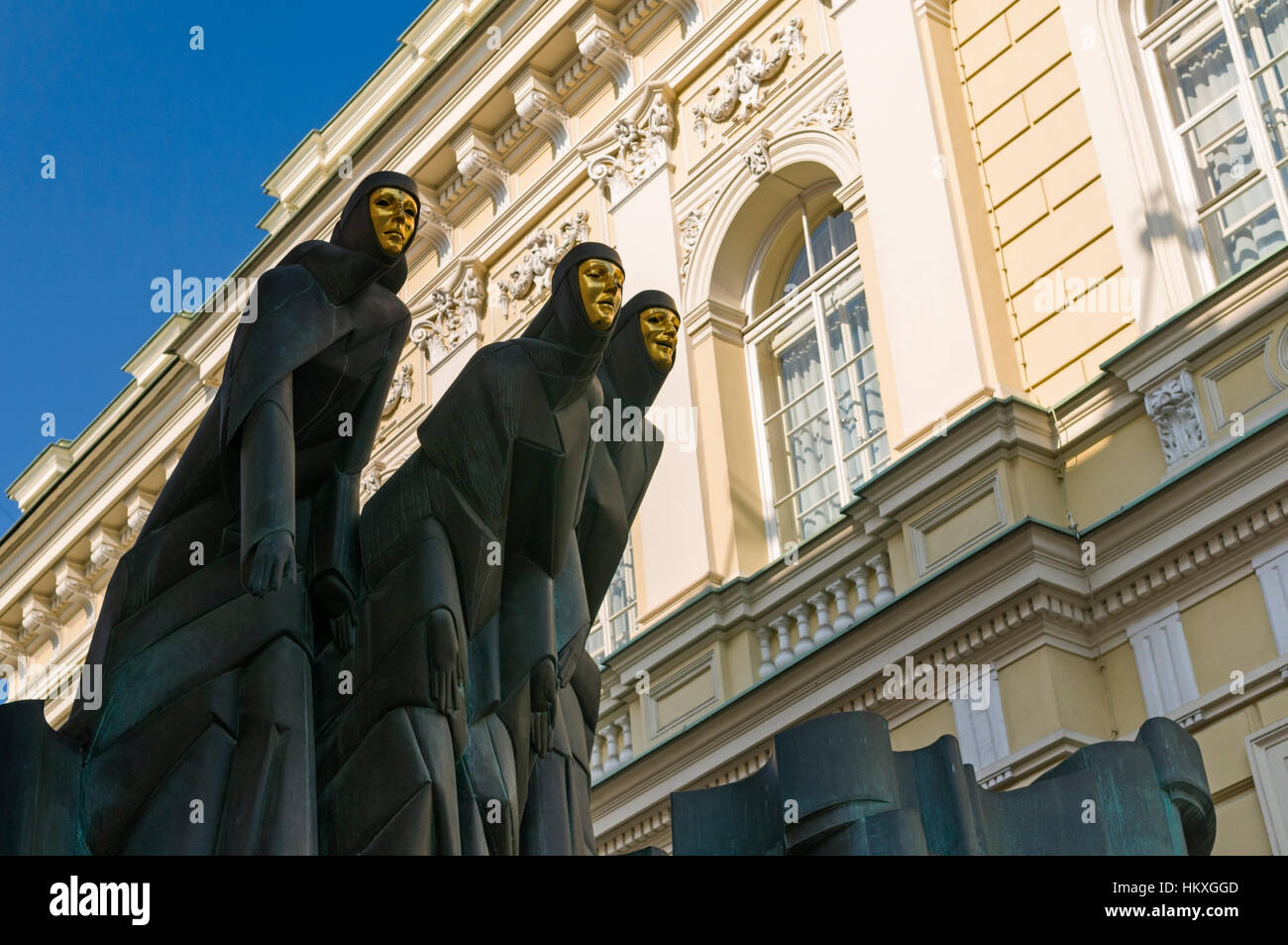 Die drei Musen Statue National Drama Theater Vilnius Litauen Stockfoto