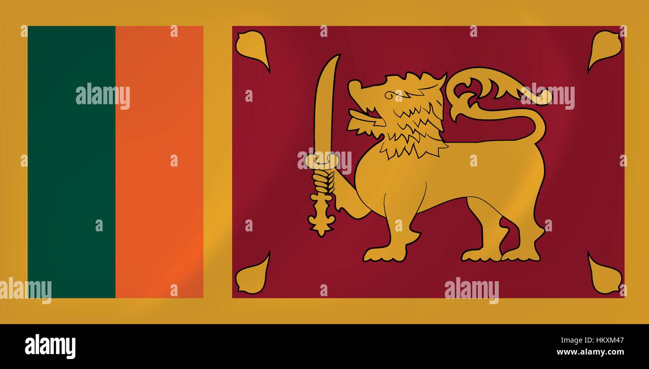 Vektor-Bild die wehende Flagge Sri Lankas Stock Vektor