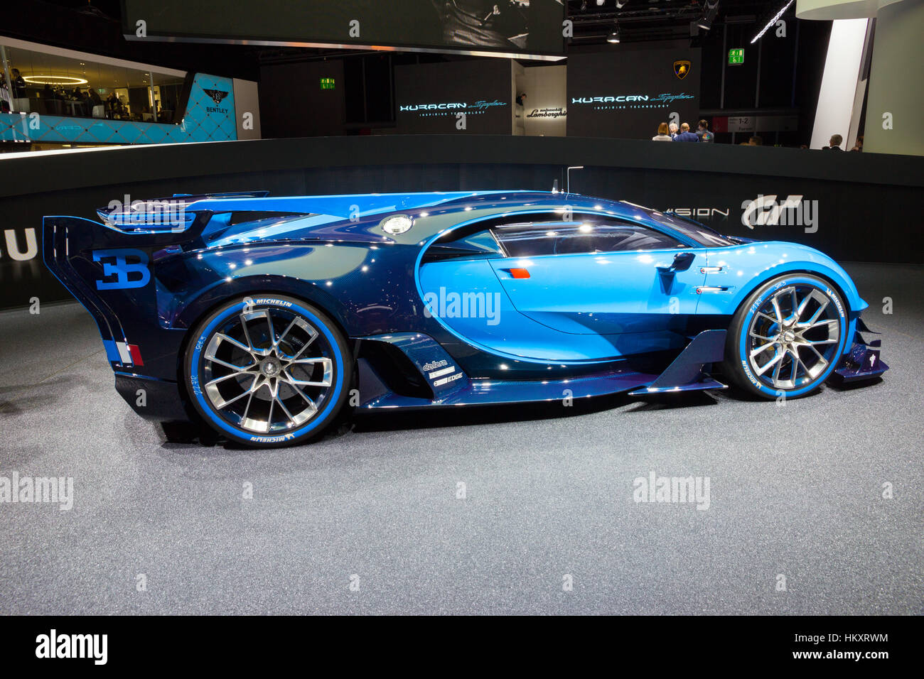 FRANKFURT, GERMANY - SEP 16, 2015: Bugatti Vision Gran Turismo-Weltpremiere auf der IAA 2015. Stockfoto