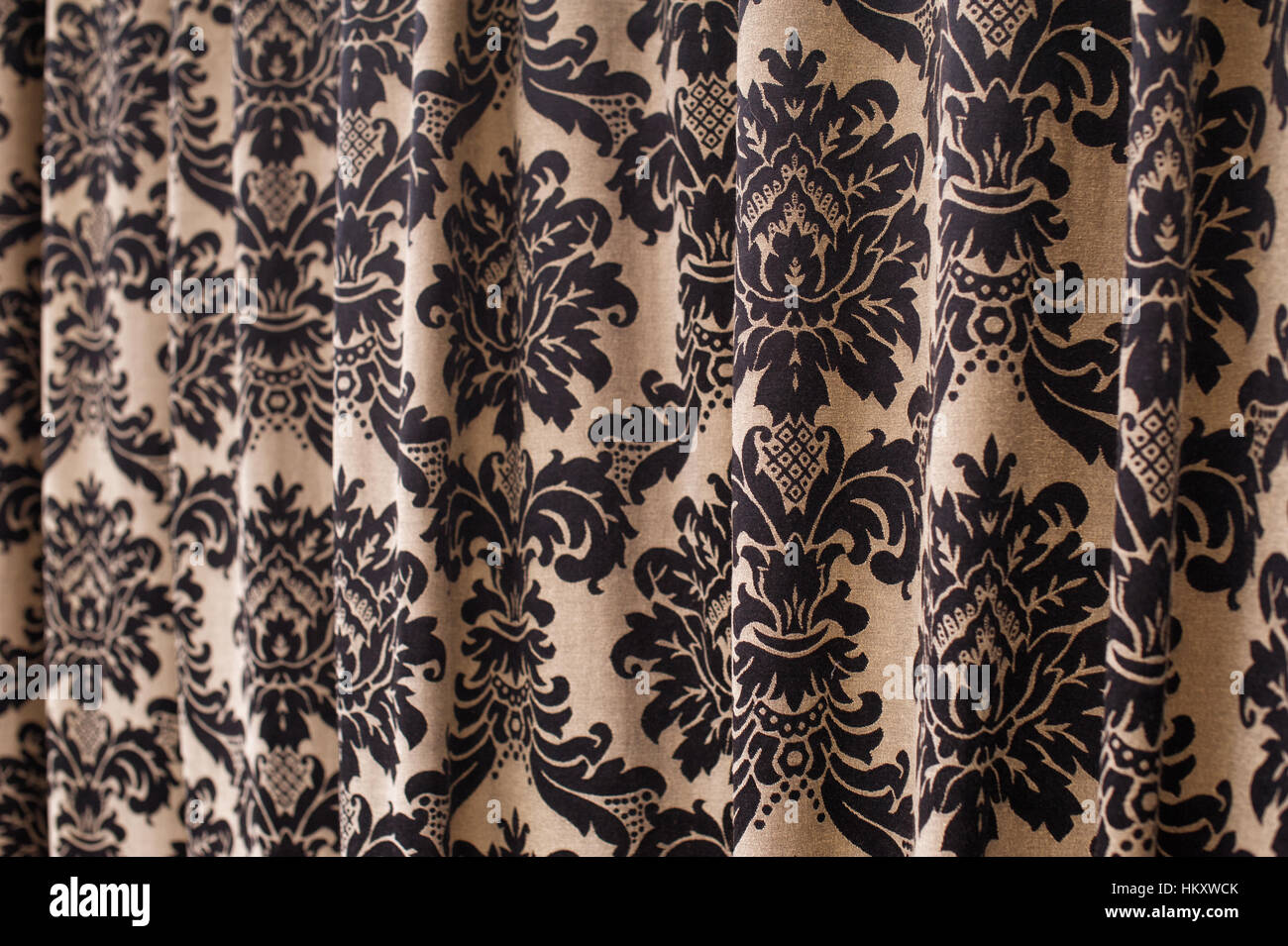 braunen Vorhang mit einem Muster Textile Textur Hintergrund Stockfoto