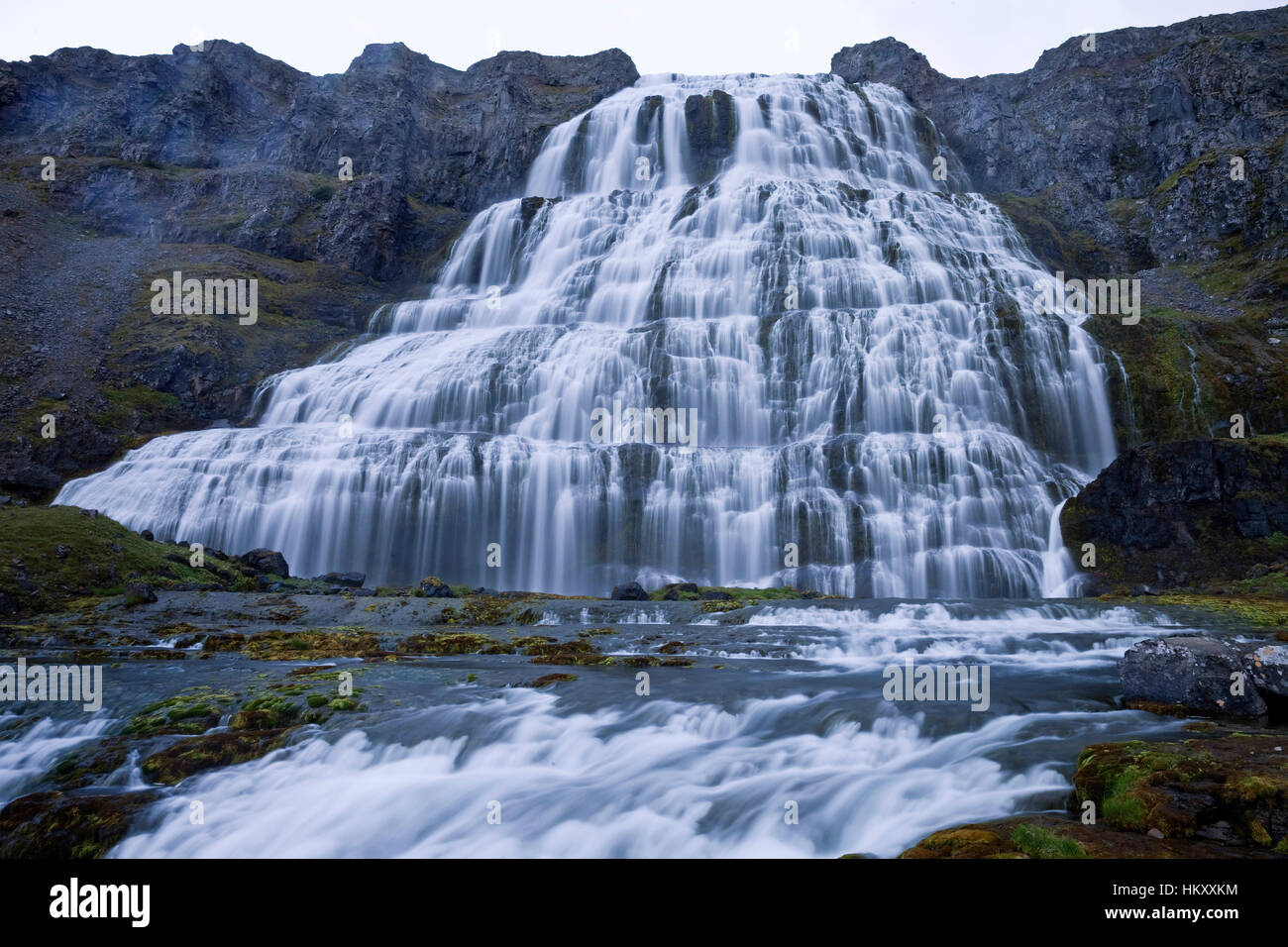 Wasserfall Dynjandi Westfjorde, Island Stockfoto