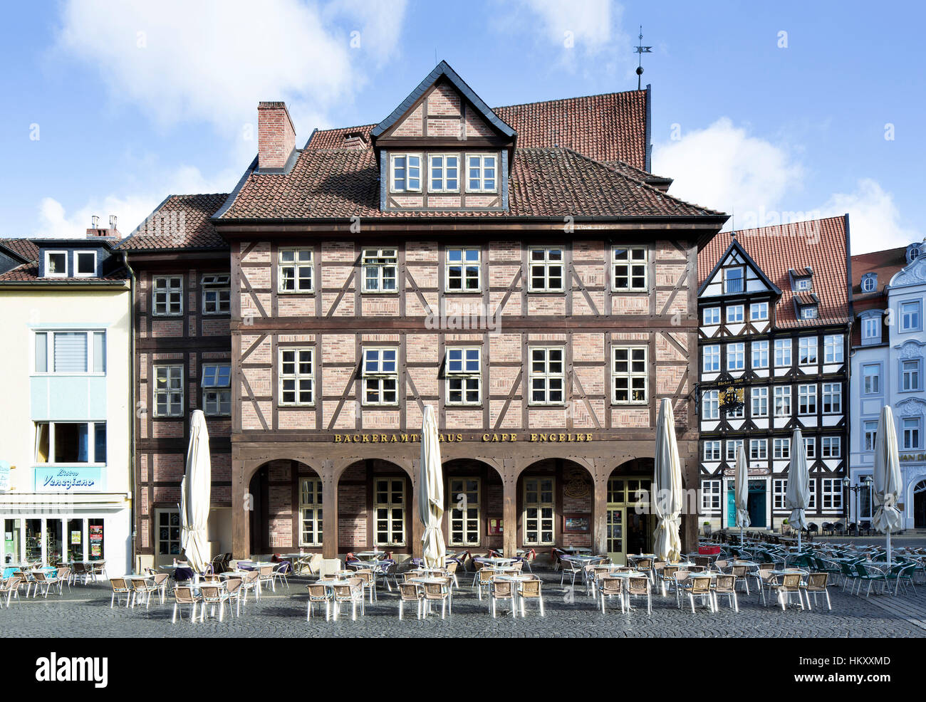 Bäckeramtshaus am Marktplatz, historisches Fachwerkhaus, Hildesheim, Niedersachsen, Deutschland Stockfoto