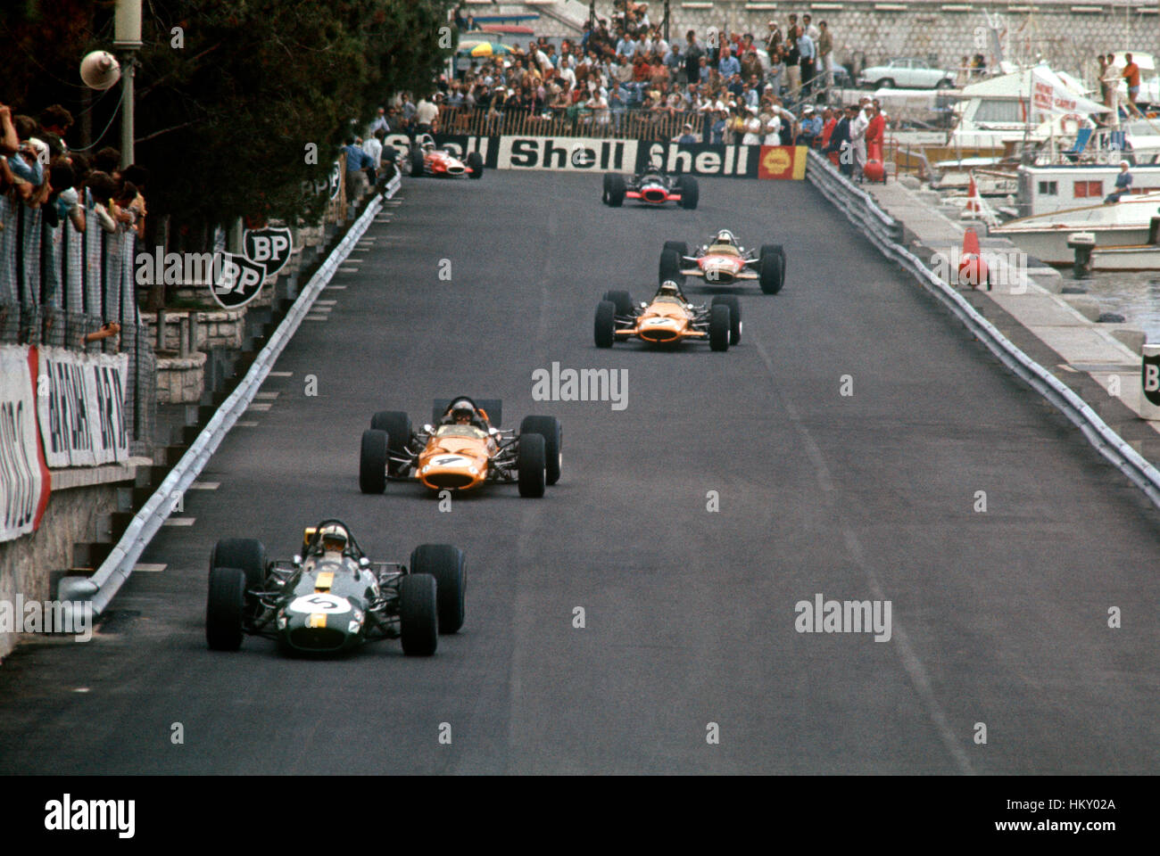 1969 führt Jack Brabham australischen Feld Monaco GP Monte Carlo Stockfoto