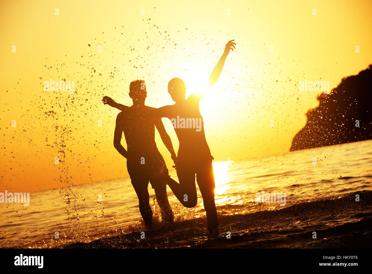 Travel Concept sunset Beach Liebe Stockfoto