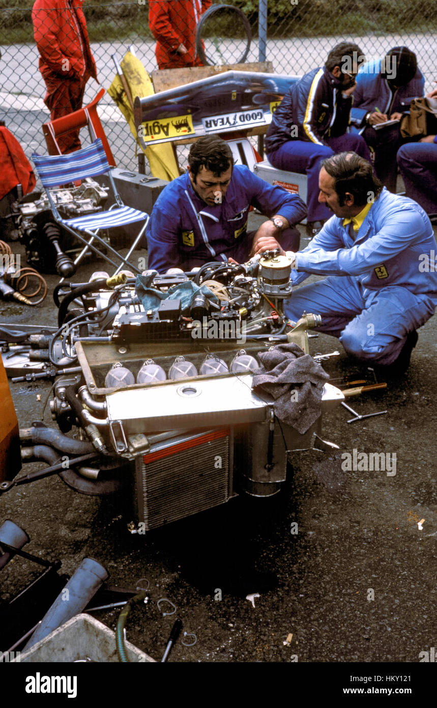 1975 Ermanno Cuoghi Italienisch & andere Mechaniker Ferrari 312B3 Motor GG Stockfoto