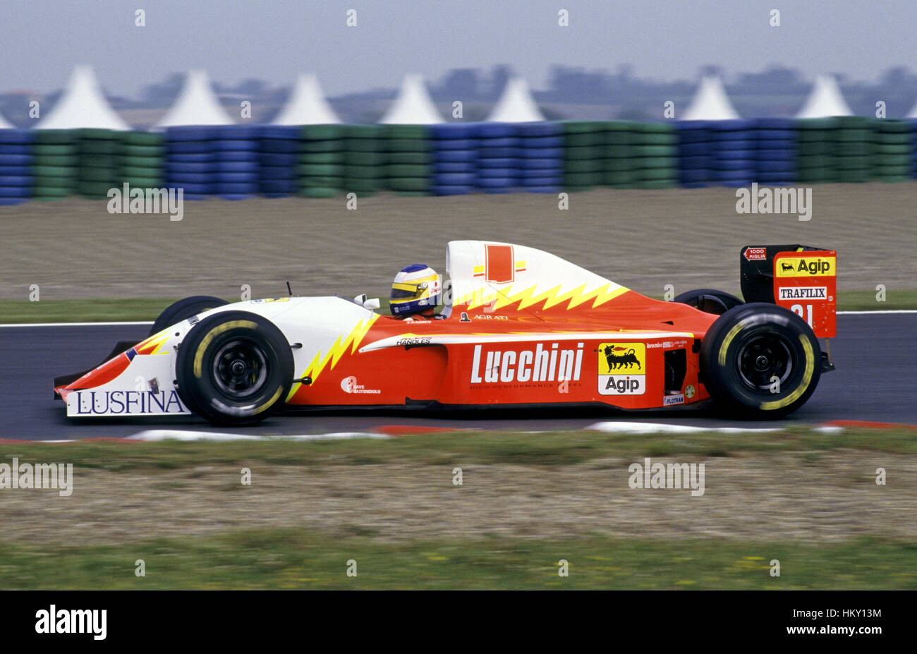 1993 Michele Alboreto italienischen Lola T93/30 Magny-Cours Frankreich GP Dnq FL Stockfoto