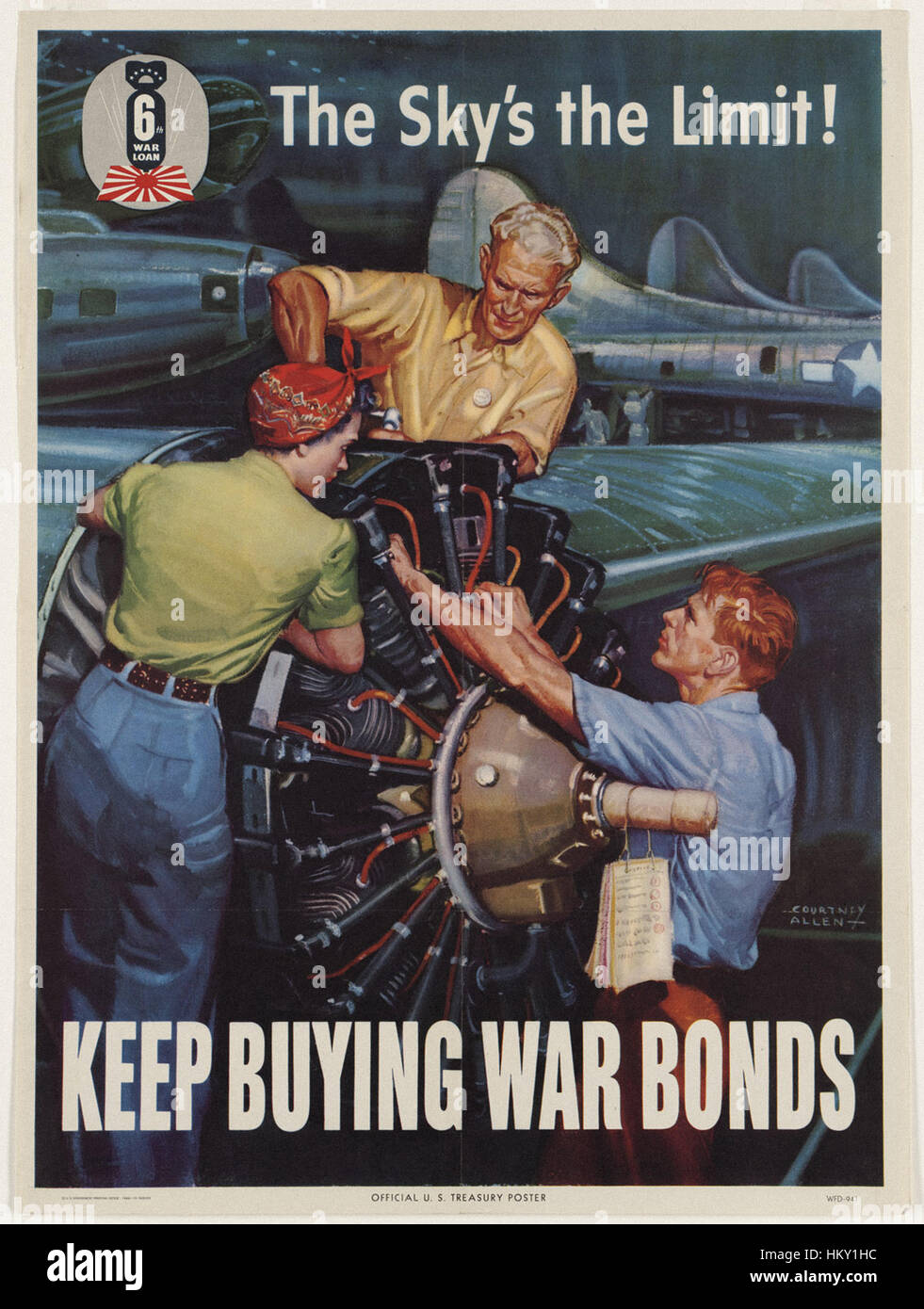 Der Himmel ist die Grenze! Kauf von Kriegsanleihen zu halten Stockfoto