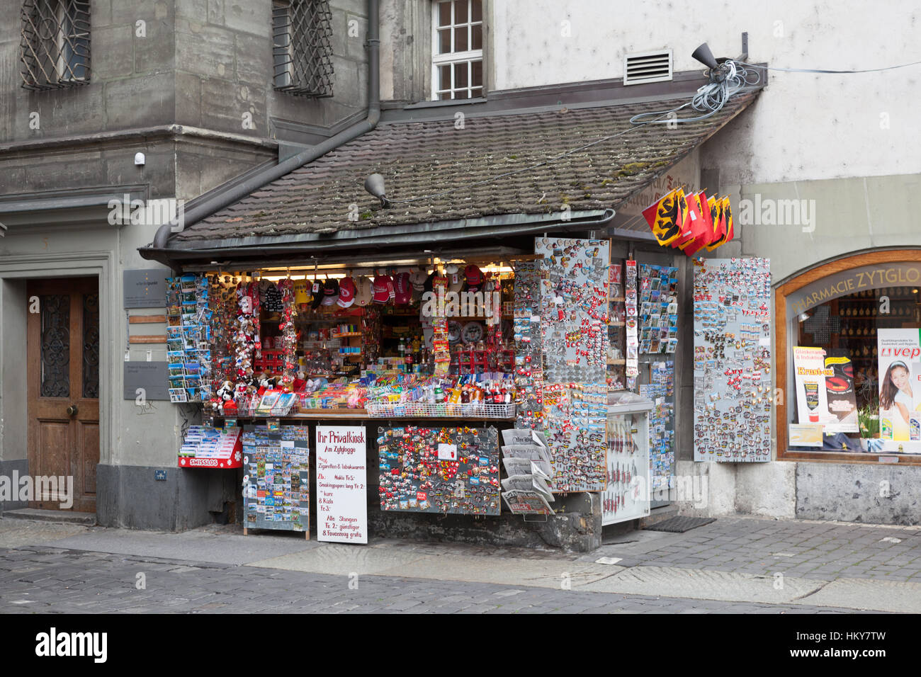 Souvenir-Kiosk. Bern, Schweiz Stockfoto