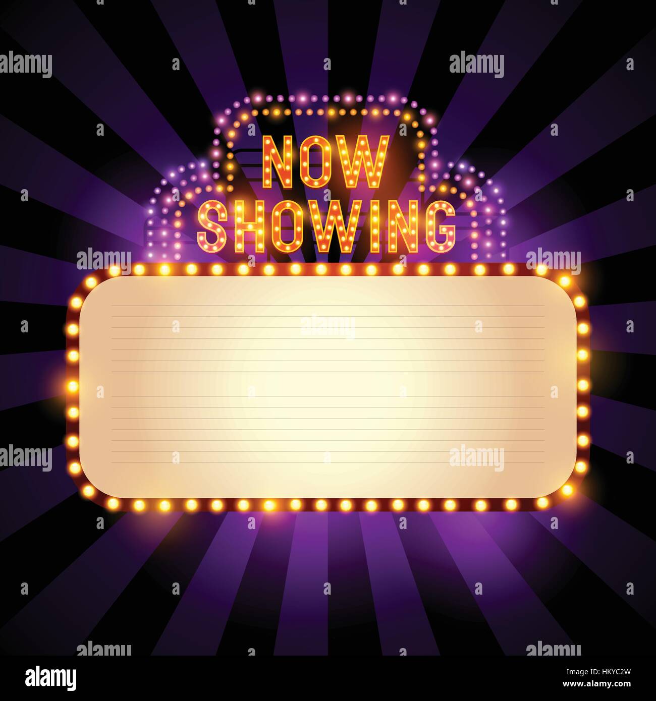 Vintage Theater / Kino zu unterzeichnen, mit Licht und Platz für Text. Vektor-illustration Stock Vektor