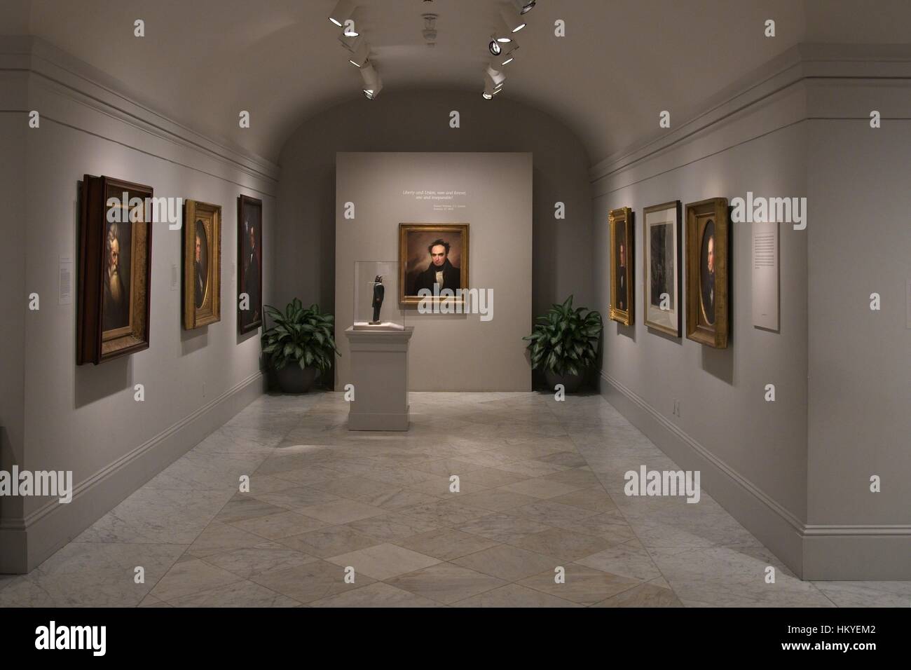 Porträts von historischen Persönlichkeiten in der National Portrait Gallery Kunstmuseum, Teil der Smithsonian Institution untergebracht im historischen Altbau Patentamt in Washington, DC. Stockfoto