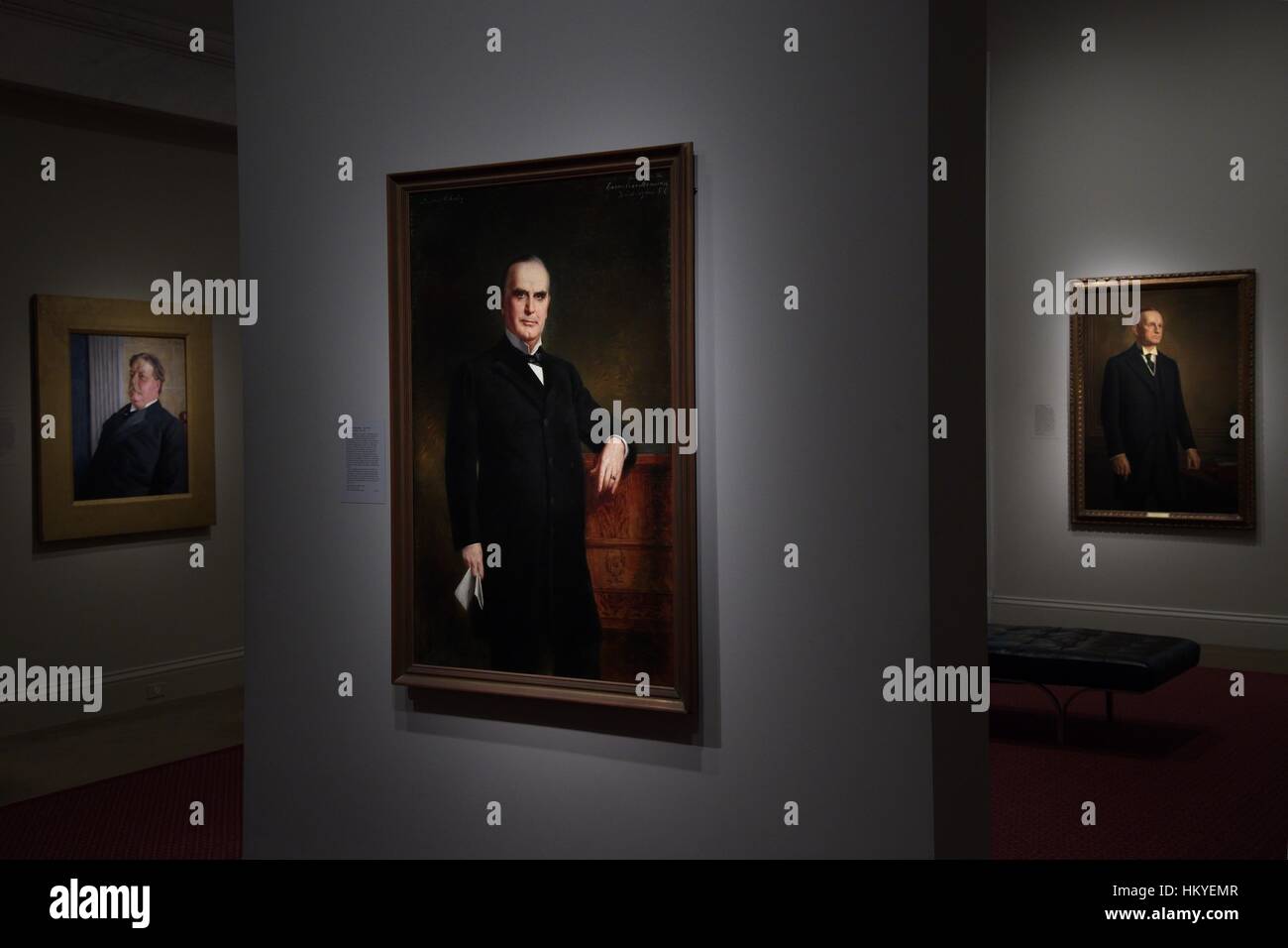 Presidential Porträts in der National Portrait Gallery Kunstmuseum, Teil der Smithsonian Institution untergebracht im historischen Altbau Patentamt in Washington, DC. Stockfoto