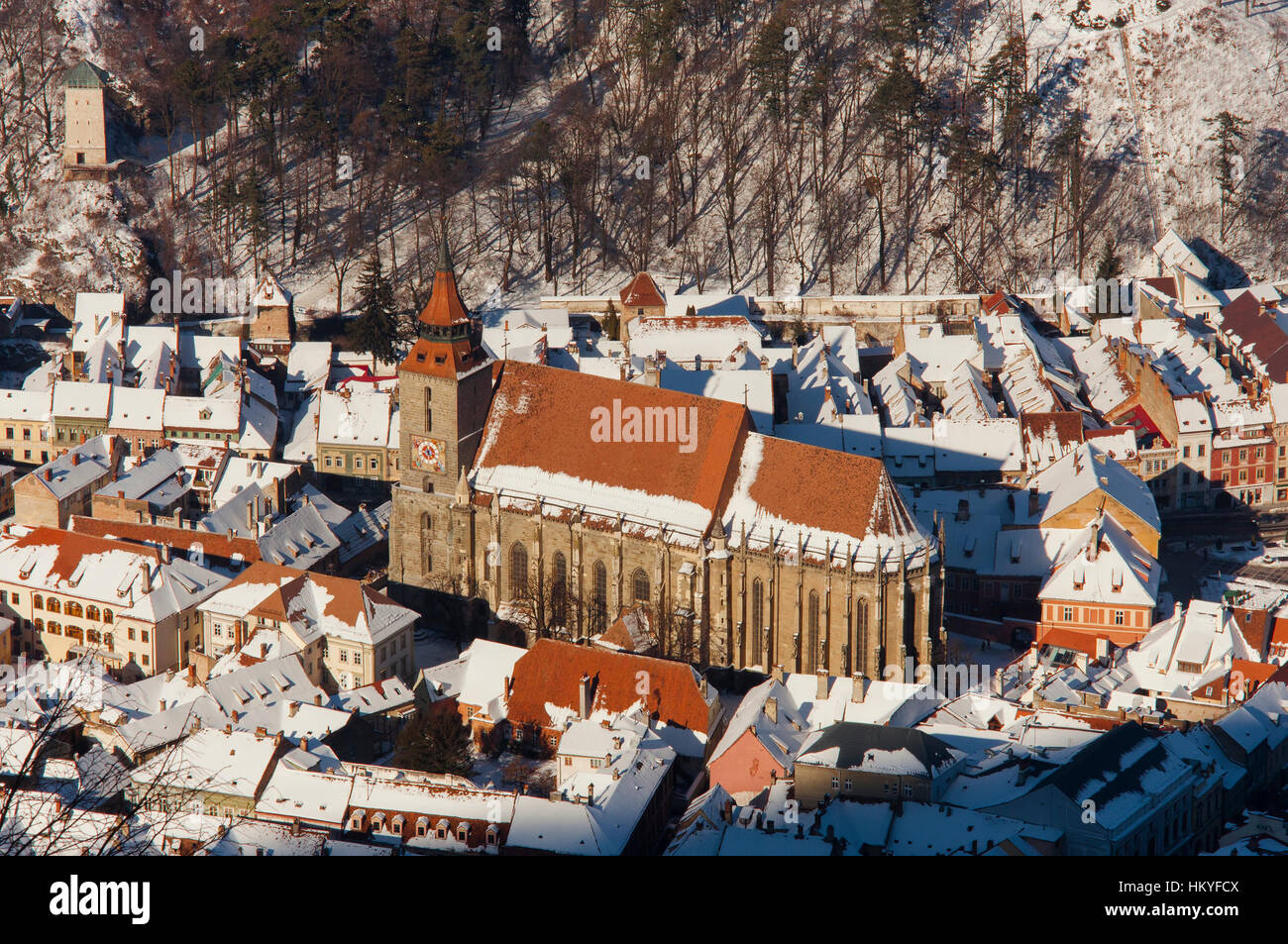 Die schwarze Kirche in Altstadt Brasov, Rumänien Stockfoto