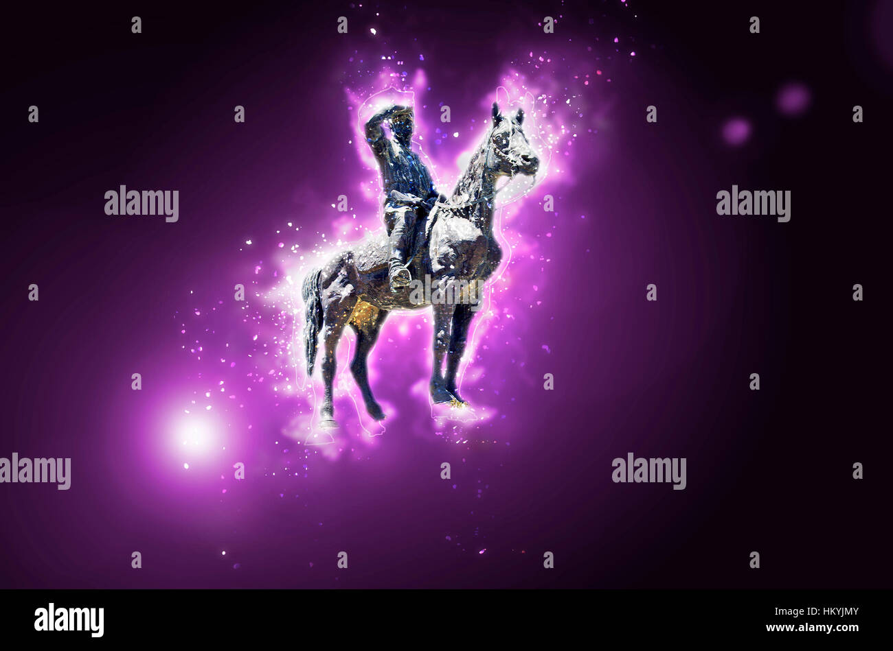 Digital Imagegewinn einer Statue von einem Mann auf einem Pferd Stockfoto