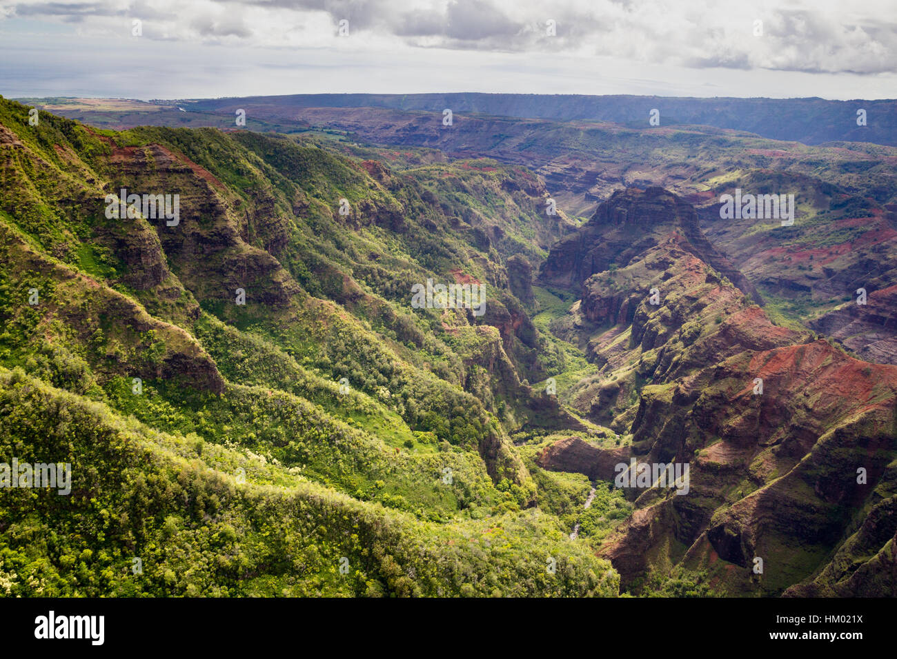 Luftaufnahme des Waimea Canyon auf Kauai, Hawaii, USA. Stockfoto