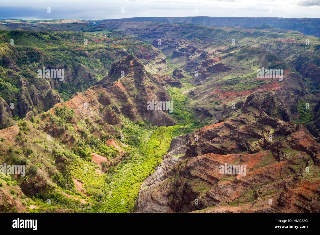 Luftaufnahme des Waimea Canyon auf Kauai, Hawaii, USA. Stockfoto