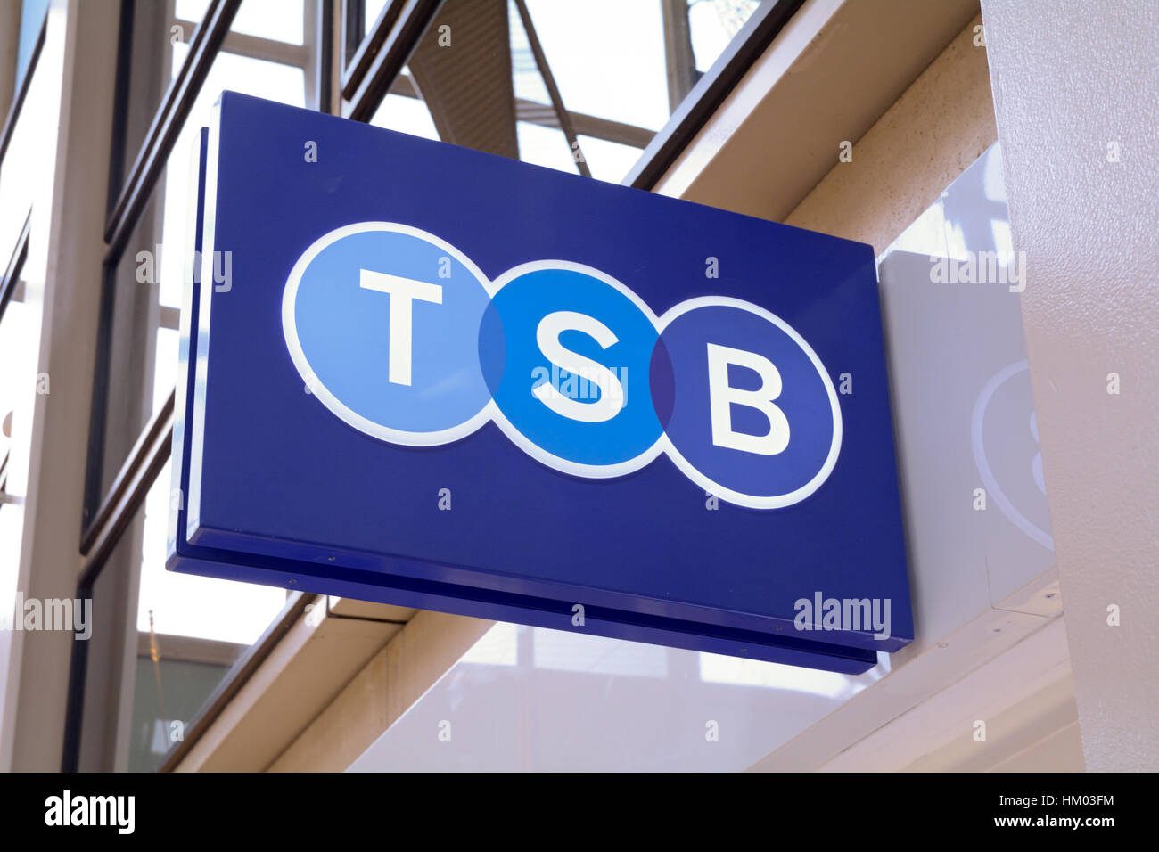 TSB Bank Schild an Wand außerhalb branch Stockfoto