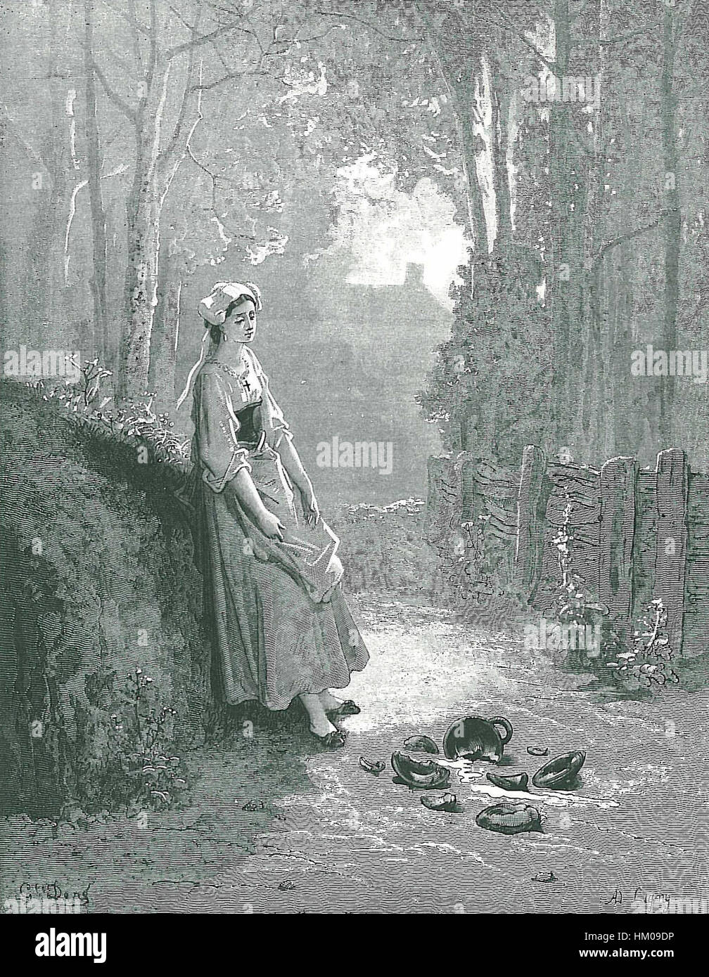 „La Laitière et le Pot au Lait“ (das Milchmädchen mit dem Milchkännchen) ist ein berühmtes Gemälde von Johannes Vermeer, das einen Moment des häuslichen Lebens in den Niederlanden des 17. Jahrhunderts einfängt. Das Werk veranschaulicht Vermeers Beherrschung in der Darstellung von Licht und Detail in alltäglichen Szenen. Stockfoto