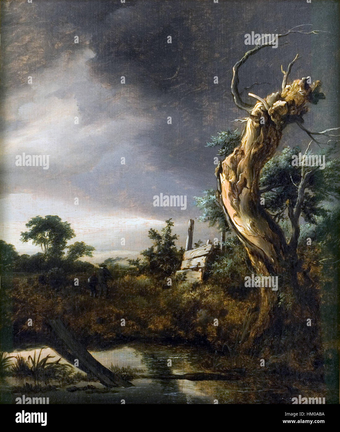 Jacob van Ruisdael - Landschap met Dode Boom Bij Opkomende Sturm Stockfoto