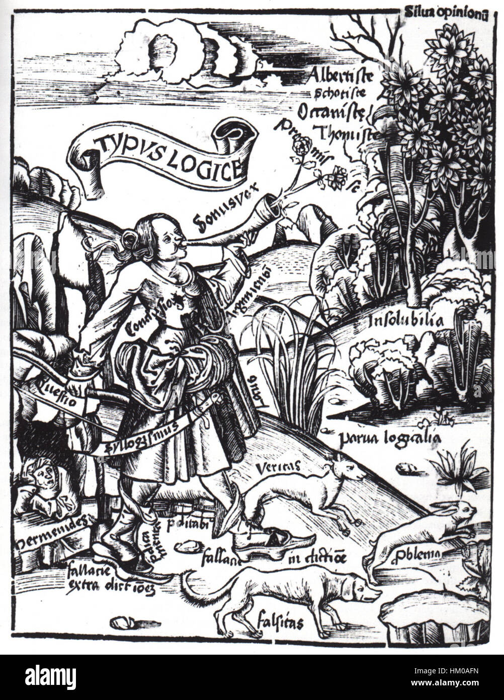 Gregor Reischs „Margarita Philosophica“ ist eine mittelalterliche Handschrift, die als Enzyklopädie des Wissens dient und Einblicke in Logik, Philosophie und Wissenschaft während der Renaissance bietet. Stockfoto