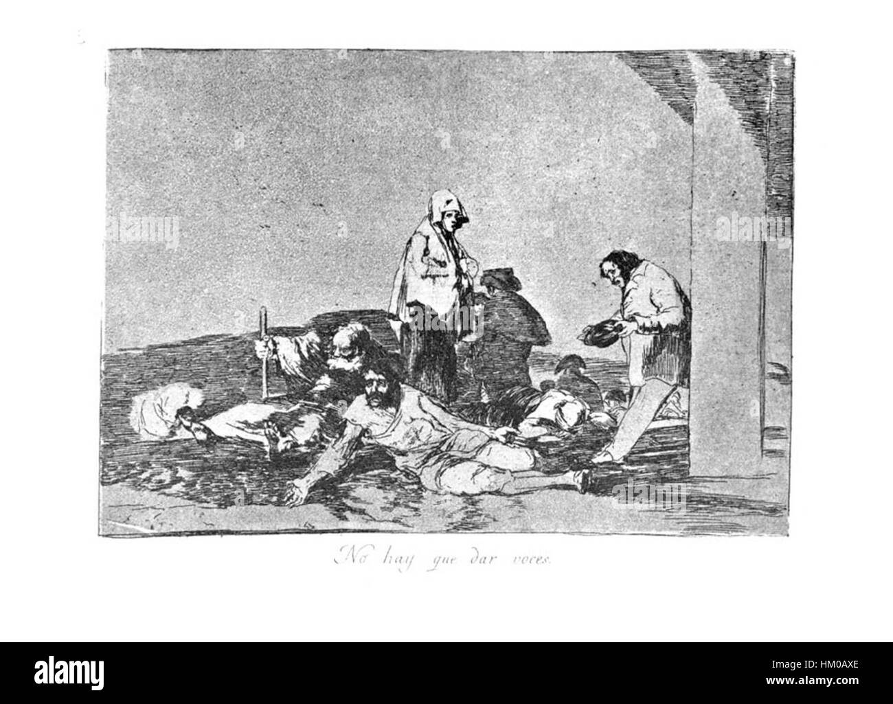 *Goya-Guerra* (58) bezieht sich auf ein Kunstwerk, das dem spanischen Meister Francisco Goya zugeschrieben wird und sich auf seine kraftvollen Darstellungen von Krieg und menschlichem Leid konzentriert. Goyas Werke sind ein Zeugnis der Brutalität des Krieges und seiner Auswirkungen auf die Gesellschaft. Stockfoto