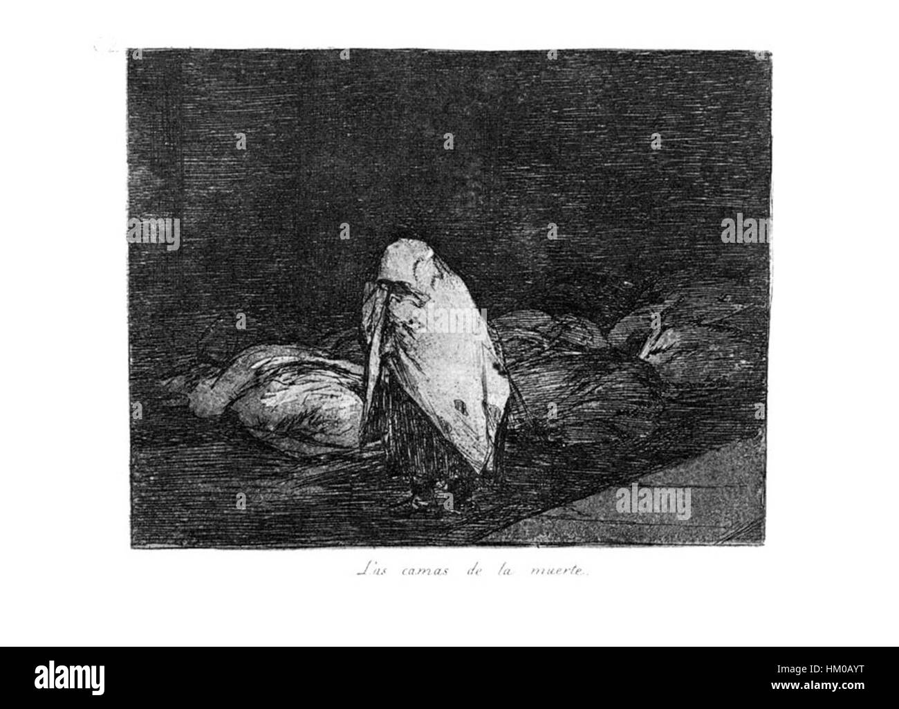 Das Gemälde „Goya-Guerra (62)“, das Francisco de Goya zugeschrieben wird, zeigt den dramatischen und intensiven Stil des Künstlers. Goyas Werk ist bekannt für seine eindrucksvollen Darstellungen menschlichen Leidens und findet auch heute noch Anklang bei einem modernen Publikum. Stockfoto