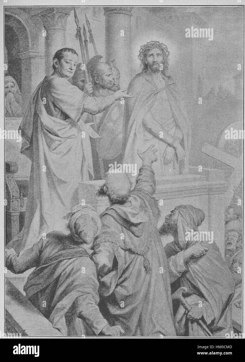 Heinrich Hofmanns Gemälde, ein Ölstück, spiegelt den Stil des deutschen Realismus aus dem 19. Jahrhundert wider. Er fängt einen historischen Moment mit komplizierten Details und Tiefe ein und zeigt Hofmanns Meisterschaft bei der Darstellung historischer Figuren und Szenen. Stockfoto