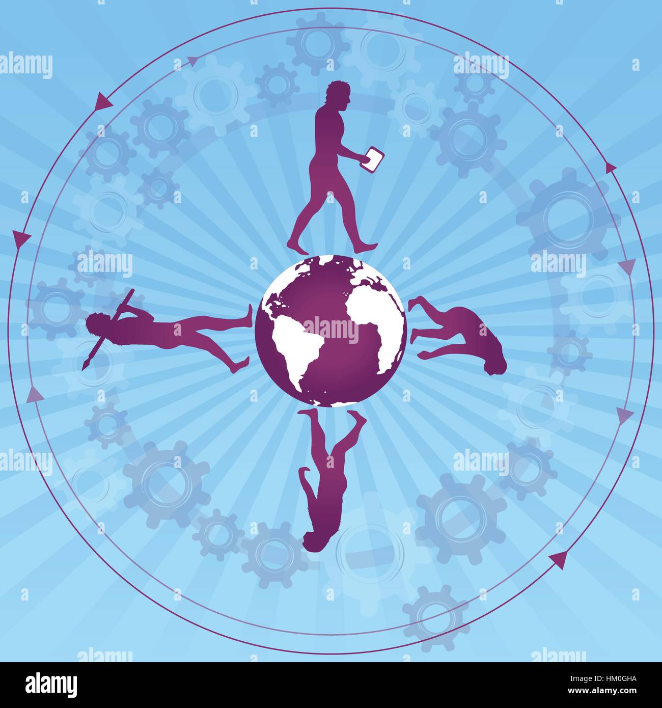 Menschlichen Evolution in heutigen modernen / digitale Welt. Stock Vektor