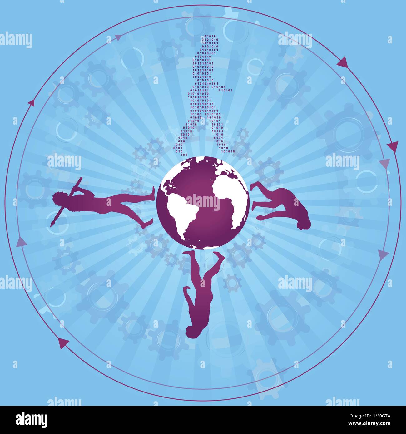 Menschlichen Evolution in heutigen modernen / digitale Welt. Stock Vektor