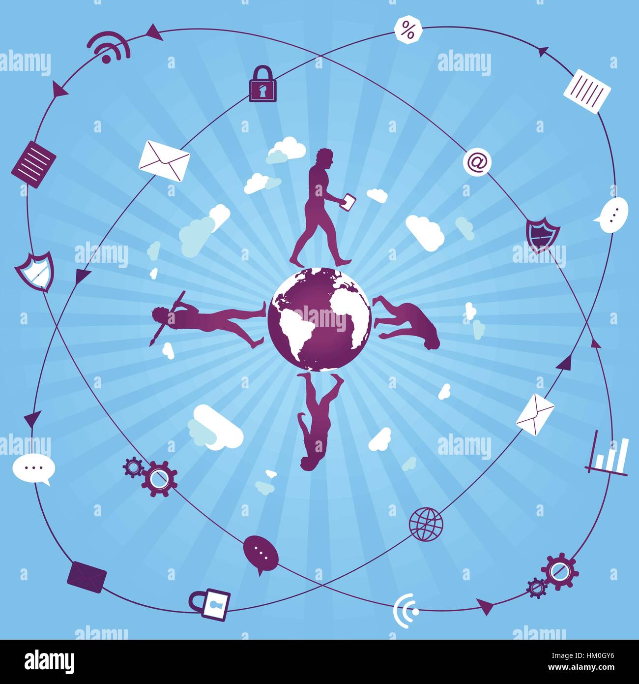 Menschlichen Evolution in heutigen modernen / digitale Welt. Stock Vektor