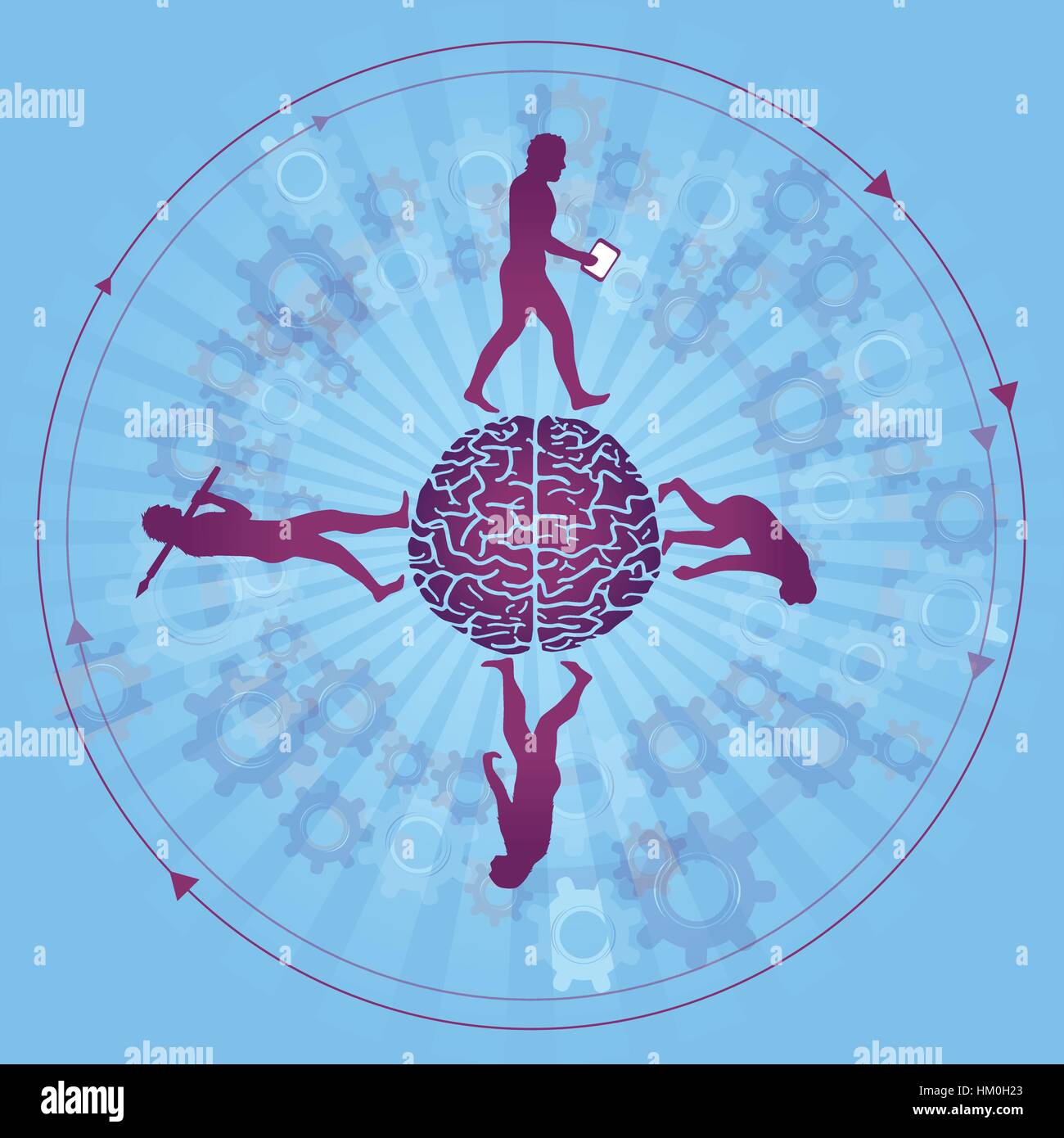 Menschlichen Evolution in heutigen modernen / digitale Welt. Stock Vektor