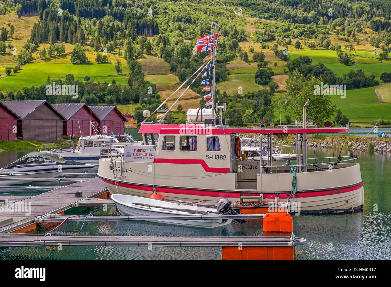 Gefesselt im alten Norwegen Boote Stockfoto