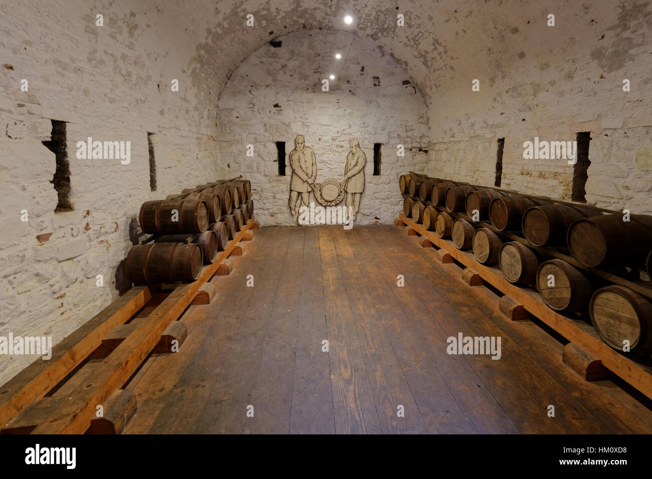 Pulvermagazin erbaut 1748, Dumbarton Castle in Schottland. Es blickt auf die schottische Stadt Dumbarton Stockfoto