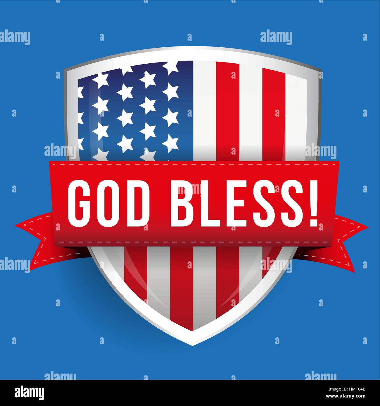 Gott segne Amerika Shiled mit USA-Flagge Stock Vektor
