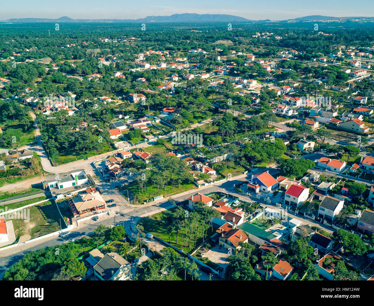 Aerial View Holiday Village in der Nähe von Sandy Beach, Portugal Stockfoto
