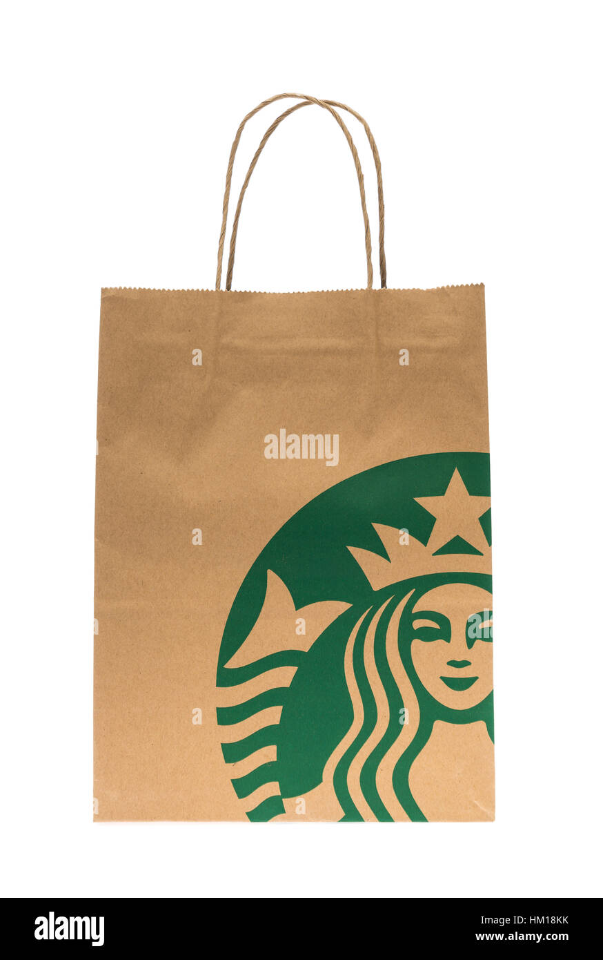 Loei, THAILAND - 23. September 2015: Papiertüte Starbuck Kaffee gemischt Getränke bei Loei, Thailand. Stockfoto