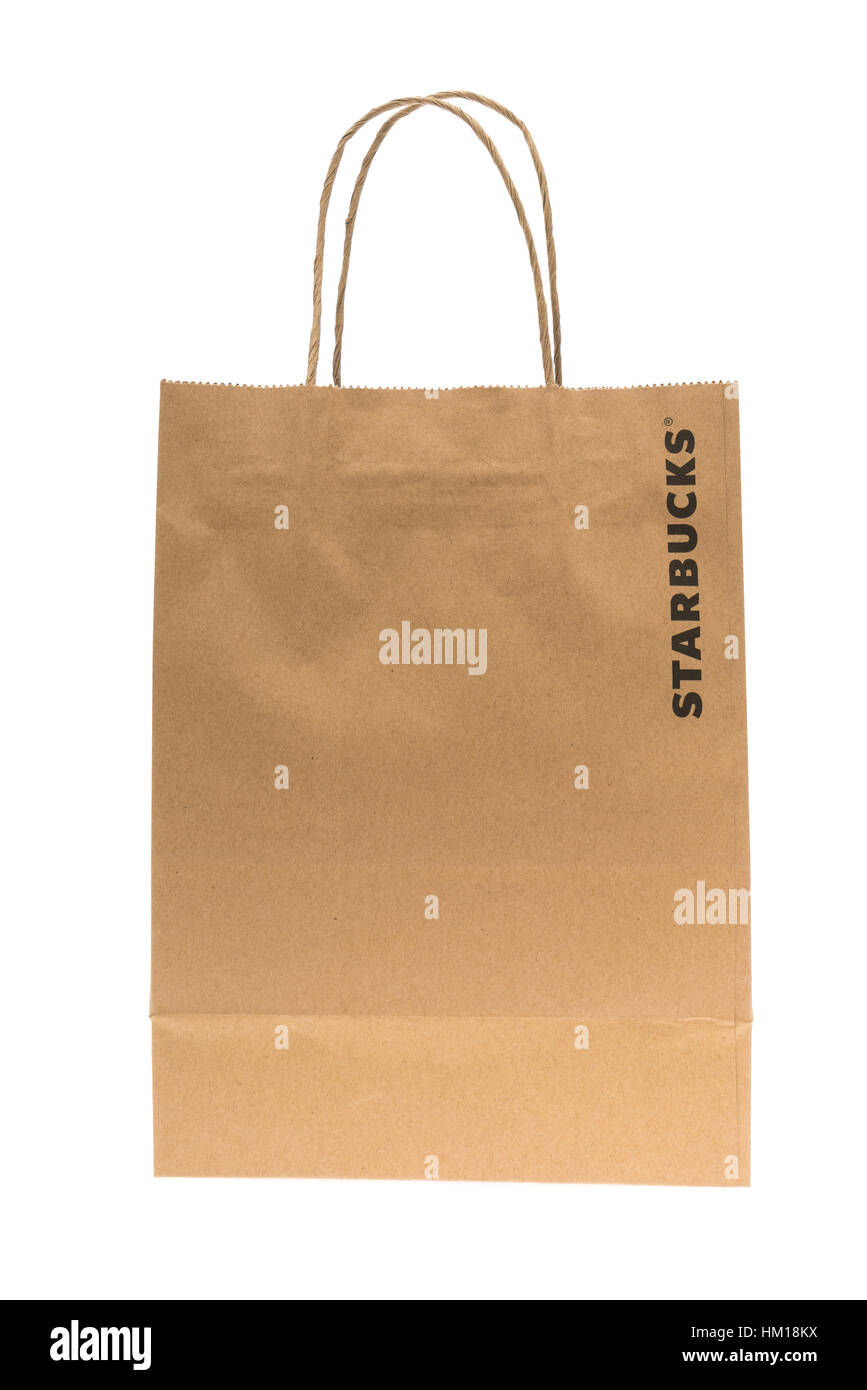 Loei, THAILAND - 23. September 2015: Papiertüte Starbuck Kaffee gemischt Getränke bei Loei, Thailand. Stockfoto