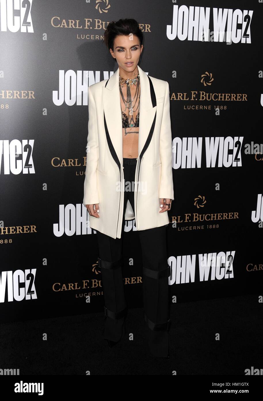 Los Angeles, CA, USA. 30. Januar 2017. Ruby Rose im Ankunftsbereich für JOHN WICK: CHAPTER TWO Premiere, Arclight Hollywood, Los Angeles, CA 30. Januar 2017. Bildnachweis: Dee Cercone/Everett Collection/Alamy Live-Nachrichten Stockfoto