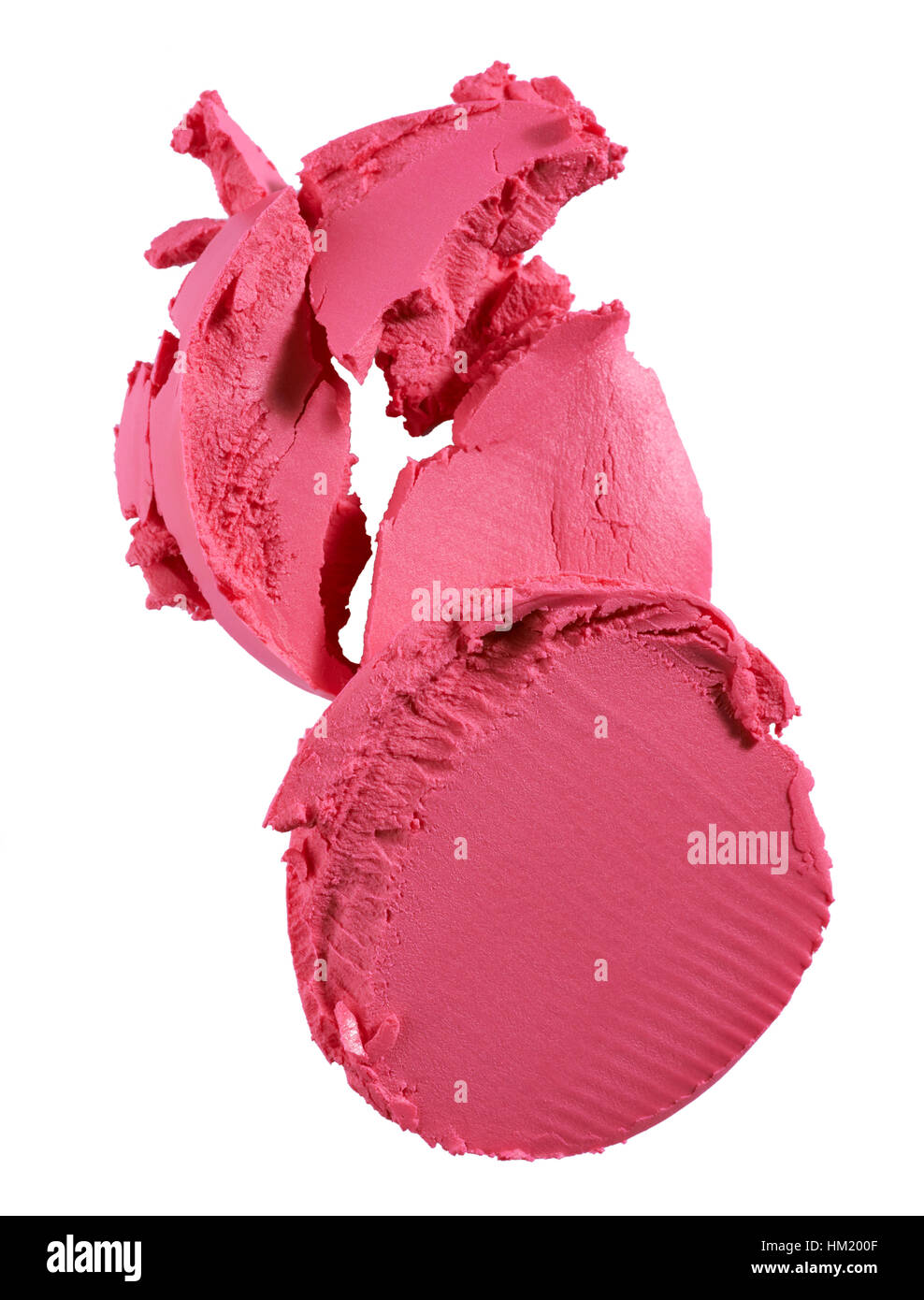 Eine ausgeschnittene Bild einer Probe des rosa Blush oder Rouge Sticks. Stockfoto